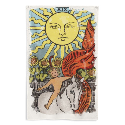 Tarot Tapestry | The Sun Tarot Card Wall Flag | Apollo Tarot