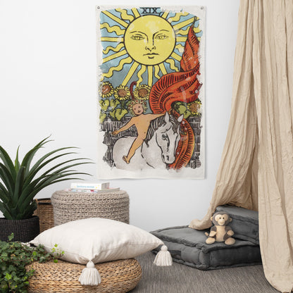 Tarot Tapestry | The Sun Tarot Card Wall Flag | Apollo Tarot