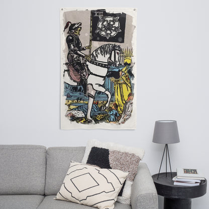 Tarot Wall Tapestry | Death Tarot Card | Major Arcana Watercolor Flag | Apollo Tarot