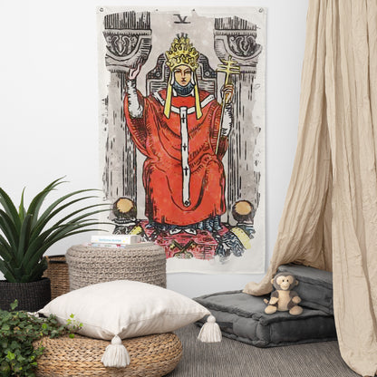 Wall Tapestry Of The Hierophant Major Arcana Tarot Card | Esoteric Art Home Decor Flag | Apollo Tarot