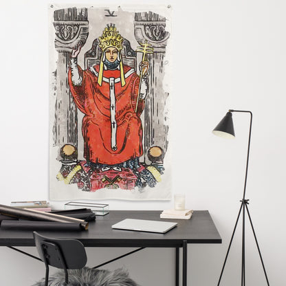 Wall Tapestry Of The Hierophant Major Arcana Tarot Card | Esoteric Art Home Decor Flag | Apollo Tarot