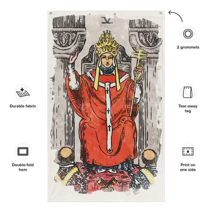 Wall Tapestry Of The Hierophant Major Arcana Tarot Card | Esoteric Art Home Decor Flag | Apollo Tarot