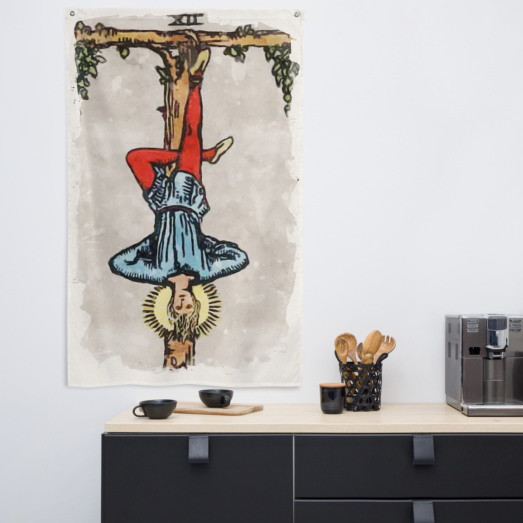 Wall Art Of The Hanged Man Tarot Card | Esoteric Decorative Tapestry Decor Flag | Apollo Tarot