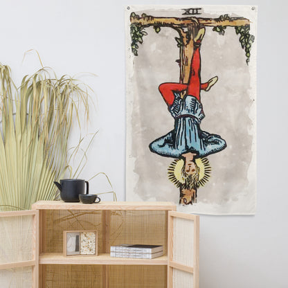 Wall Art Of The Hanged Man Tarot Card | Esoteric Decorative Tapestry Decor Flag | Apollo Tarot