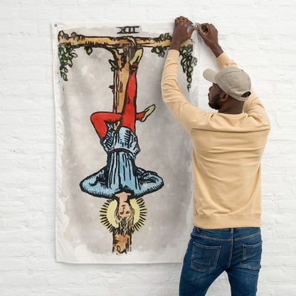 Wall Art Of The Hanged Man Tarot Card | Esoteric Decorative Tapestry Decor Flag | Apollo Tarot