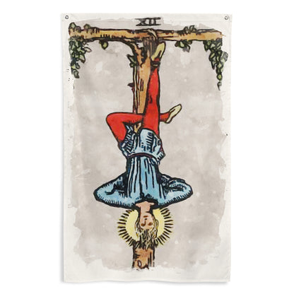 Wall Art Of The Hanged Man Tarot Card | Esoteric Decorative Tapestry Decor Flag | Apollo Tarot