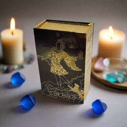 Beginner Tarot Deck With Meaning Keywords In Gold Foil Premium Tear-Resistant Cards | Divination Tarot Card Set With English Guidebook For Newbies | Apollo Tarot Shop