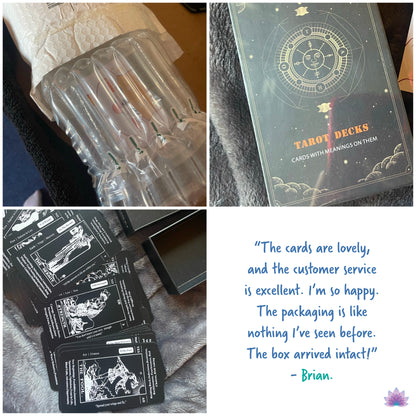 B&W Beginner Tarot Cards Deck With Card Meaning Keywords | Baby Witch Black & White Premium Divination Set | Witchy Party Gift For Friend | Apollo Tarot Shop