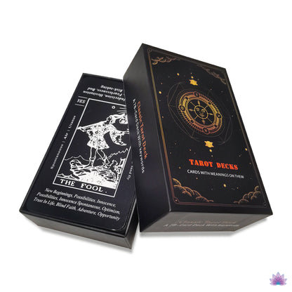 B&W Beginner Tarot Cards Deck With Card Meaning Keywords | Baby Witch Black & White Premium Divination Set | Witchy Party Gift For Friend | Apollo Tarot Shop