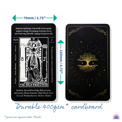 B&W Beginner Tarot Cards Deck With Card Meaning Keywords | Baby Witch Black & White Premium Divination Set | Witchy Party Gift For Friend | Apollo Tarot Shop