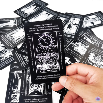 B&W Beginner Tarot Cards Deck With Card Meaning Keywords | Baby Witch Black & White Premium Divination Set | Witchy Party Gift For Friend | Apollo Tarot Shop