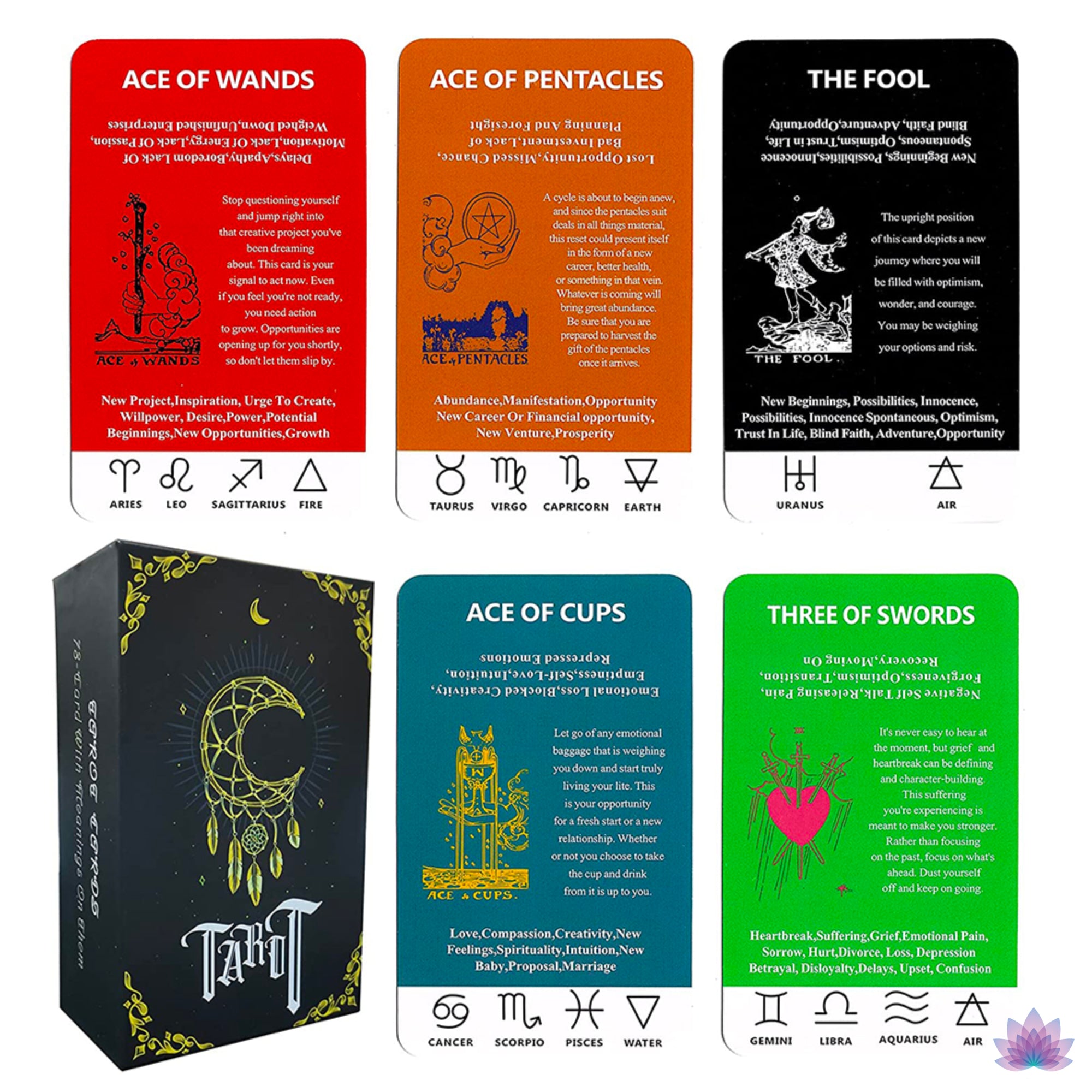 Classic Tarot Cards For Beginner Reader | High-End Tarot Deck With Guidebook | Spiritual Gift For Newbie Divination Witch | Apollo Tarot Shop