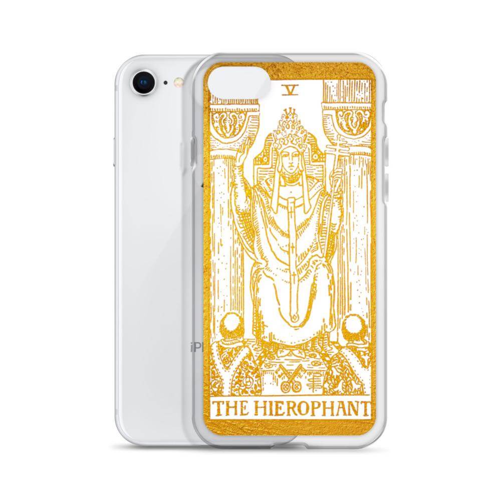 The Hierophant -  Tarot Card iPhone Case (Golden / White) - Image #25