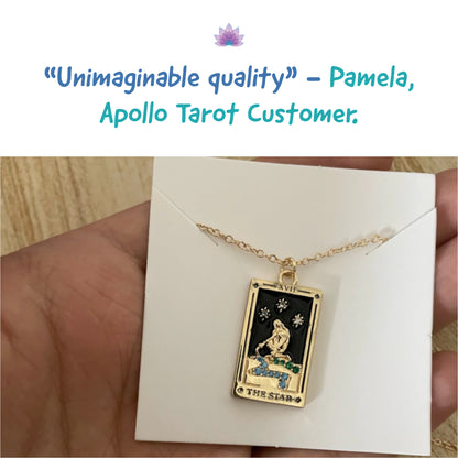 Vintage Tarot Necklace for Women | The Sun, The Moon, The Star Cards | Enamel Zircon Pendants | Apollo Tarot