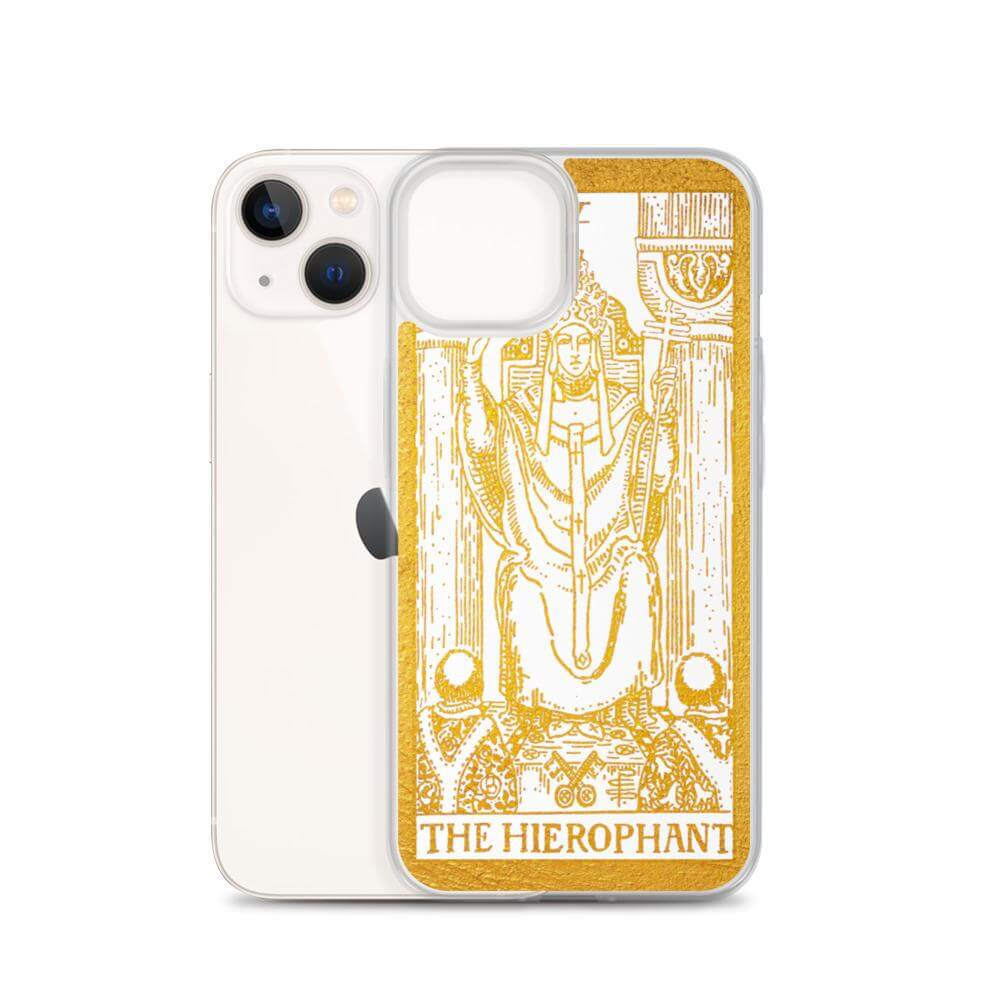 The Hierophant -  Tarot Card iPhone Case (Golden / White) - Image #24