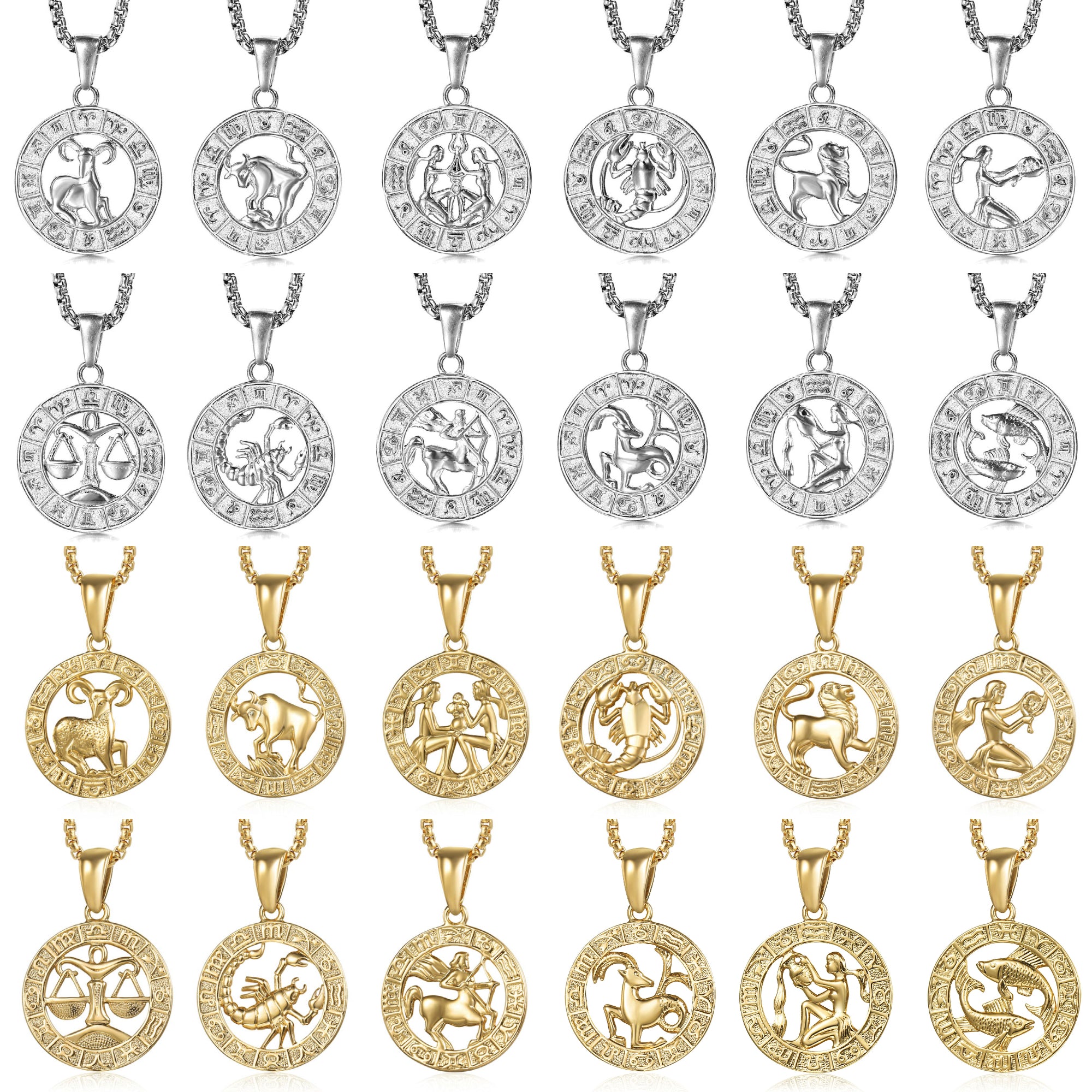 Zodiac Sign Necklace | 12 Constellation Pendants For Spiritual Men & Women | Silver & Gold-Plated Astrology Jewelry | Apollo Tarot Shop 