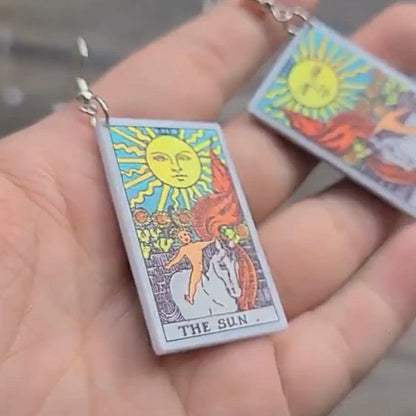 Tarot Card Dangle Earrings | Handmade Acrylic Major Arcana Pendants | Esoteric Jewelry