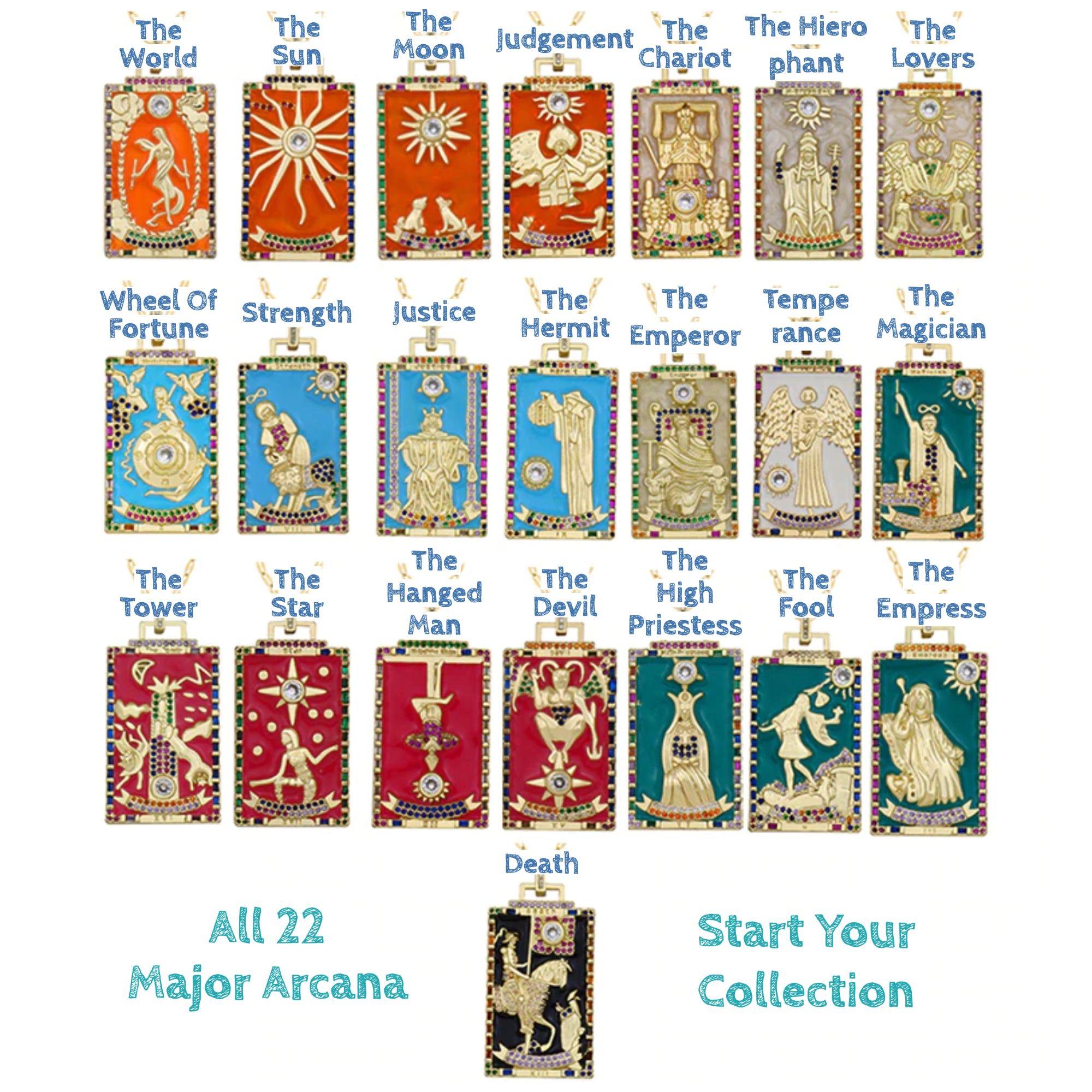 Tarot Necklace | Enamel Major Arcana Card Pendant | Apollo Tarot