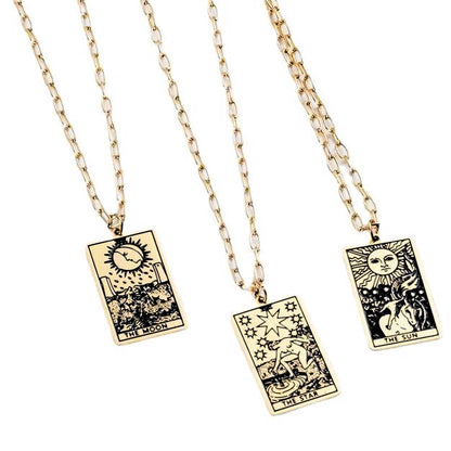 Sun Star Moon Necklaces | Tarot Card Charm Pendant | Statement Jewelry