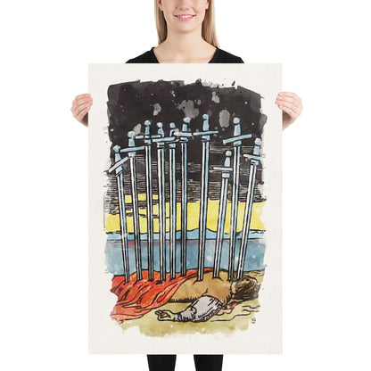 Tarot Art | Ten Of Swords Poster | Watercolor Print | Apollo Tarot