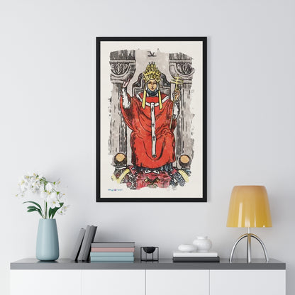 Watercolor of The Hierophant Tarot Card Framed Poster | Apollo Tarot