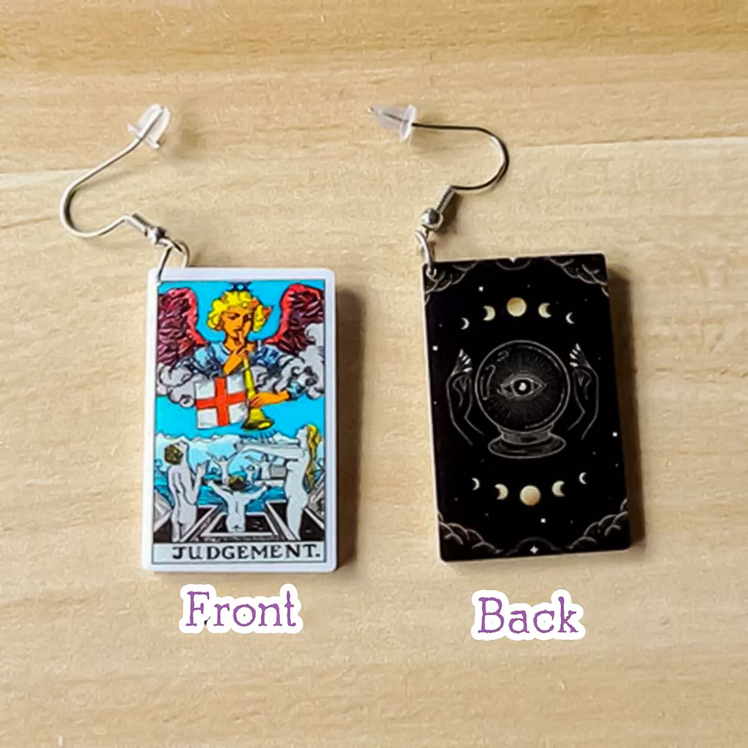 Tarot Card Dangle Earrings | Handmade Acrylic Major Arcana Pendants | Esoteric Jewelry