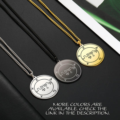 Silver Pendant Necklace With Seals Of The 72 Spirits In The Lesser Key of Solomon (Sigils 49-60) | Apollo Tarot Jewelry Shop