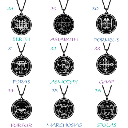 Necklaces Of The Lesser Key Of Solomon | Pendants With 72 Demon Sigils From Lemegeton | Goetia Amulet Talisman For Gothic Men | Apollo Tarot Jewelry Shop