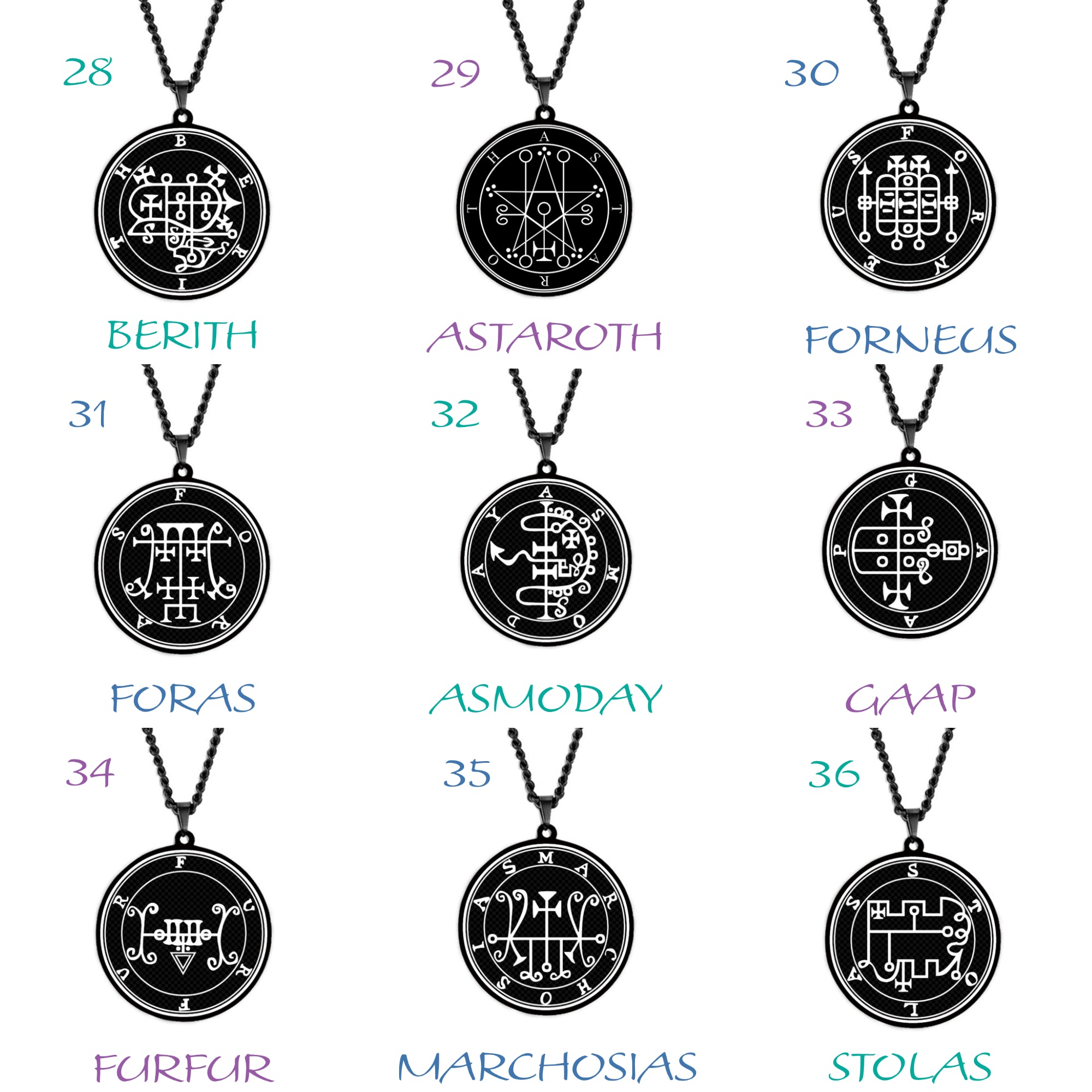 Black Necklace Of Demon Sigil From The Lesser Key Of Solomon | Goetia Magick Goth Pendant | Lemegeton Witchcraft Jewelry For Witchy Men | Apollo Tarot Jewelry Shop