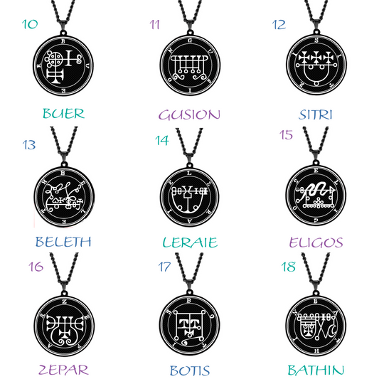 Goth Necklace With Pendant Of Demon Sigil From The Lesser Key of Solomon | King Asmoday Goetia Amulet | Lemegeton Black Talisman | Apollo Tarot Jewelry Shop