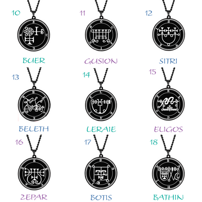 Necklaces Of The Lesser Key Of Solomon | Pendants With 72 Demon Sigils From Lemegeton | Goetia Amulet Talisman For Gothic Men | Apollo Tarot Jewelry Shop