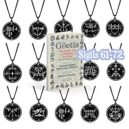 Black Necklace With Seals Of The 72 Spirits In The Lesser Key of Solomon | King Asmoday Demon Origins Goetia Stainless Steel Pendant | Apollo Tarot Jewelry Shop