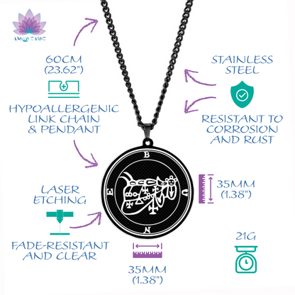 Necklaces Of The Lesser Key Of Solomon | Pendants With 72 Demon Sigils From Lemegeton | Goetia Amulet Talisman For Gothic Men | Apollo Tarot Jewelry Shop