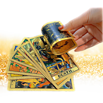 Gold Foil Tarot Cards Deck With English Guidebook In Premium Acrylic Gift Box