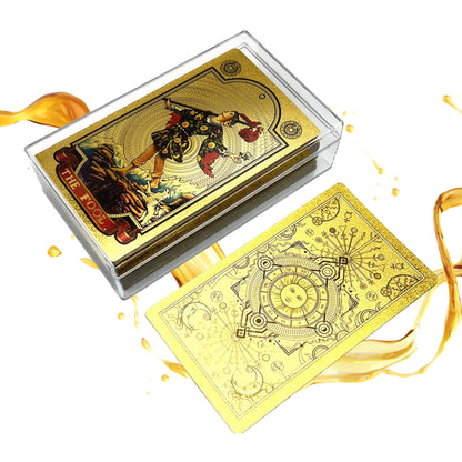 Gold Foil Tarot Cards Deck With English Guidebook In Premium Acrylic Gift Box | RWS-Inspired Plastic Card Oracle Divination Set | Apollo Tarot Shop