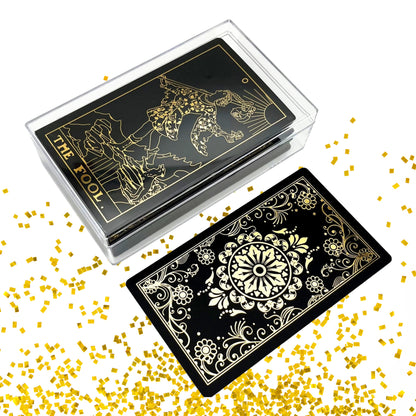 Gold Foil Tarot Cards Deck With English Guidebook In Premium Acrylic Gift Box | RWS-Inspired Plastic Card Oracle Divination Set | Apollo Tarot Shop