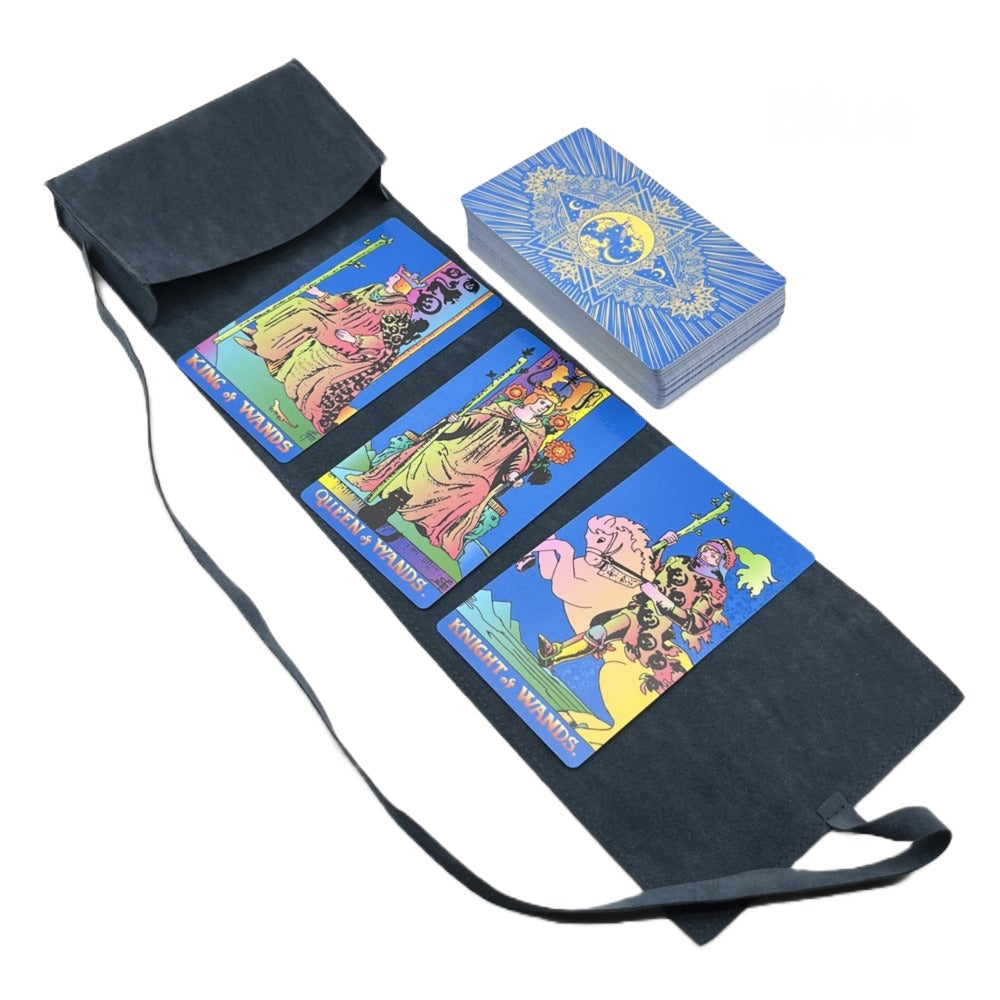 Tarot Deck | RWS-Inspired Plastic Cards Colored In Pink, Blue, Or Black + Cloth Storage Bag + English Guidebook| Premium Divination Witch Gift Set | Apollo Tarot Shop