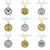 Gold Pendant Necklace With Seals Of The 72 Spirits In The Lesser Key of Solomon (Sigils 61-72) | Apollo Tarot Jewelry Shop