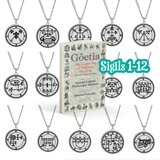 Silver Necklace Of Demon Sigil From The Lesser Key Of Solomon | Goetia Magick Pendants (Sigils 1-12) | Apollo Tarot Jewelry Shop