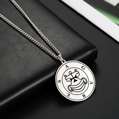 Silver Pendant Necklace With Seals Of The 72 Spirits In The Lesser Key of Solomon (Sigils 49-60) | Apollo Tarot Jewelry Shop