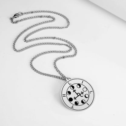 Silver Pendant Necklace With Seals Of The 72 Spirits In The Lesser Key of Solomon (Sigils 49-60) | Apollo Tarot Jewelry Shop