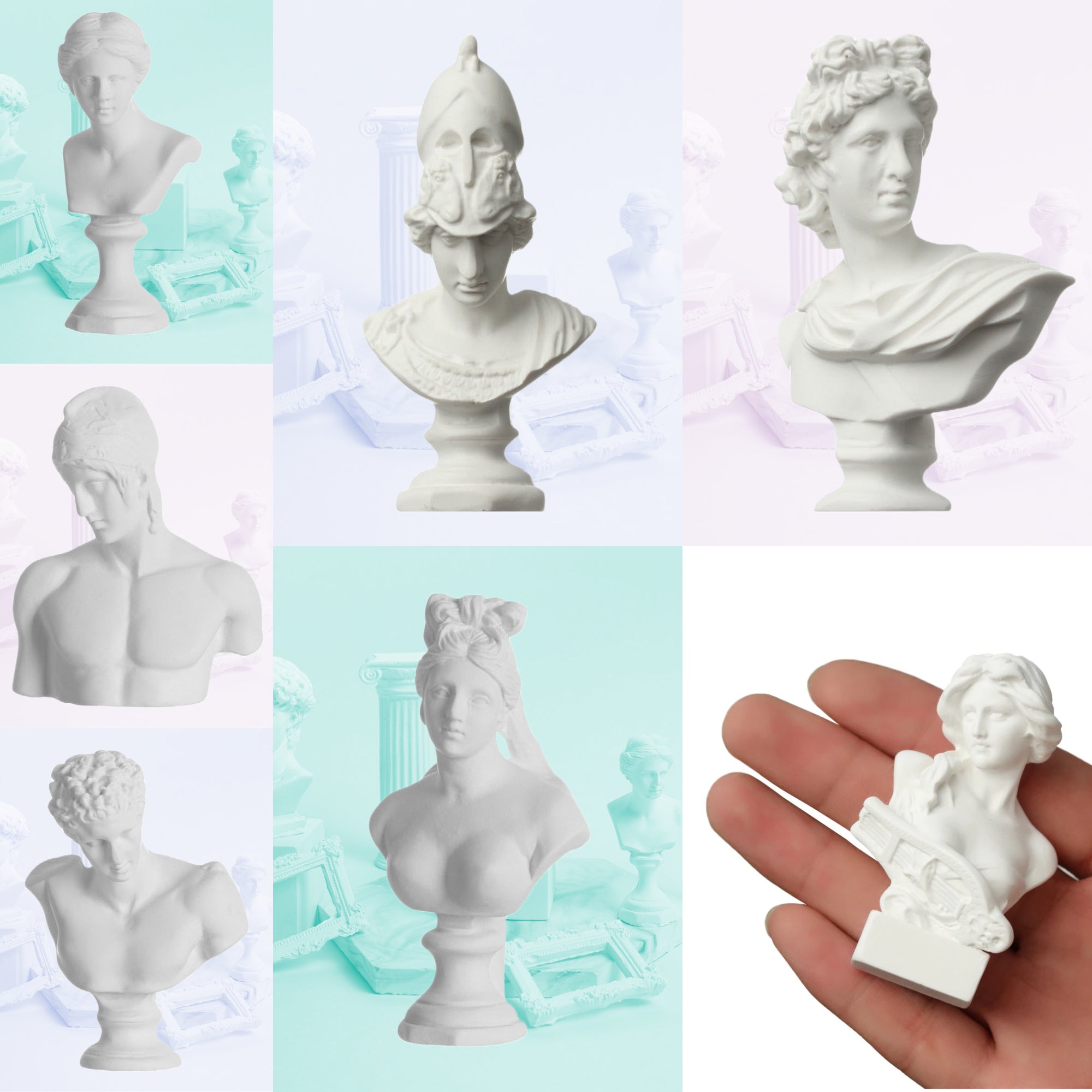Small Greek Mythology Resin Bust Statues Of Gods And Goddesses Apollo, Athena, Aphrodite, Hermes & Ares | Deity Worship Altar Statue For Pagan Witchcraft Rituals | Drawing Practice Sculpture Props | Apollo Tarot Shop
