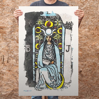 Watercolor The High Priestess Tarot Card Poster | Apollo Tarot