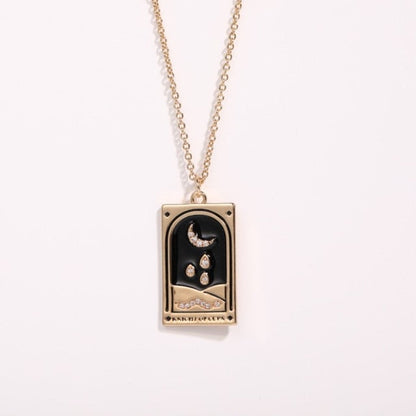 Vintage Tarot Necklace for Women | The Sun, The Moon, The Star Cards | Enamel Zircon Pendants | Apollo Tarot