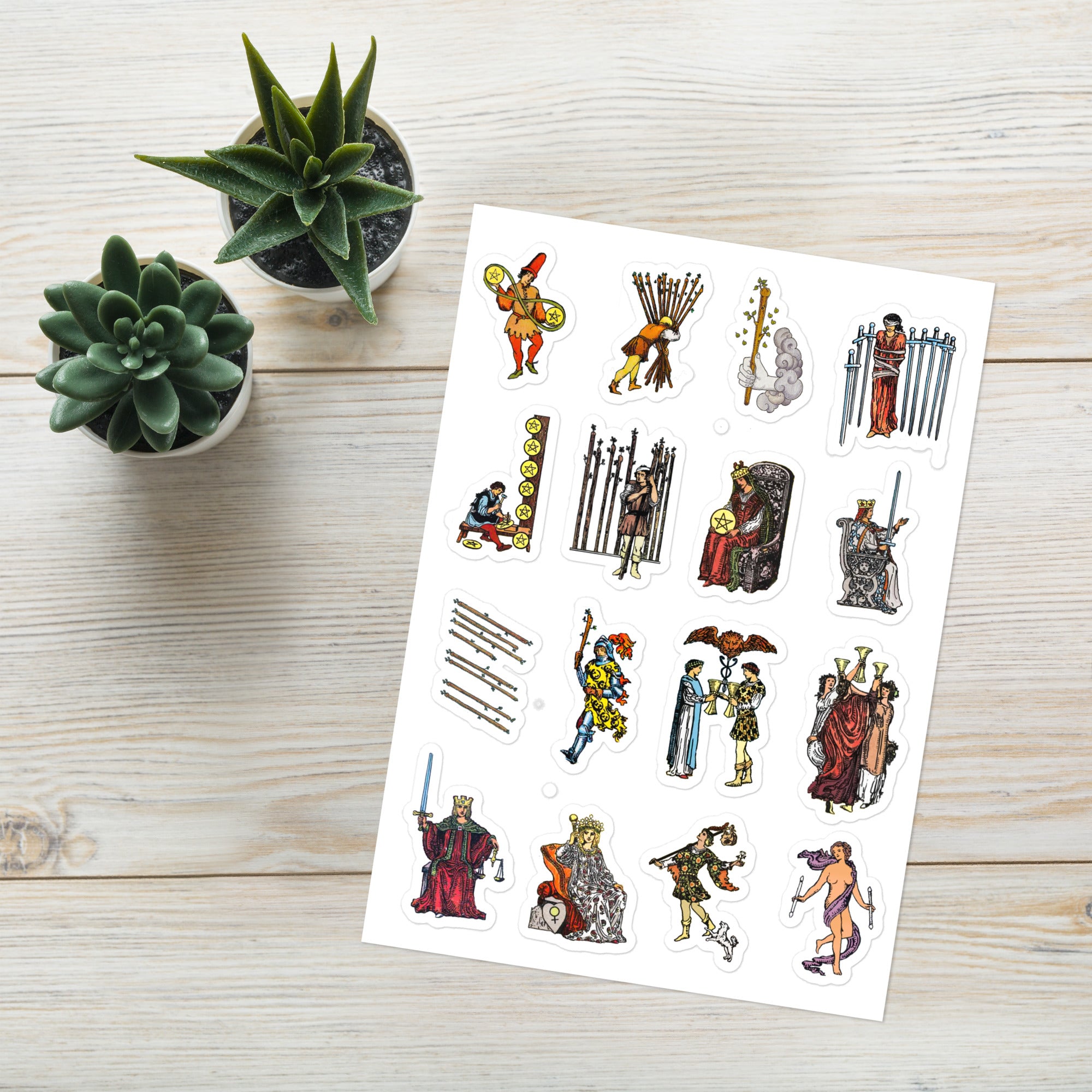 Mixed Tarot Cards Characters & Symbols Sticker Sheet | Apollo Tarot