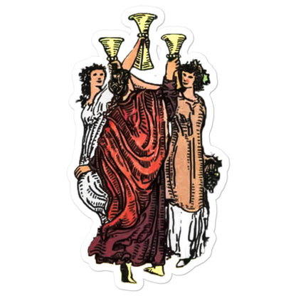 Three of Cups Bubble-Free Stickers | Apollo Tarot