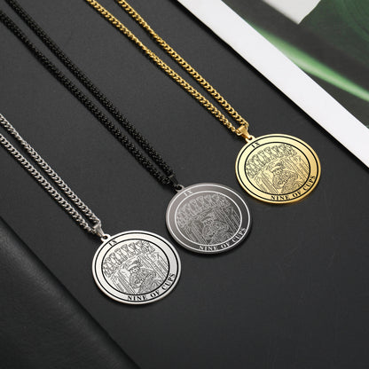 Round Tarot Card Necklace | Suit of Cups Pendants | Minor Arcana Tarot Cards Stainless Steel Jewelry | Apollo Tarot Shop