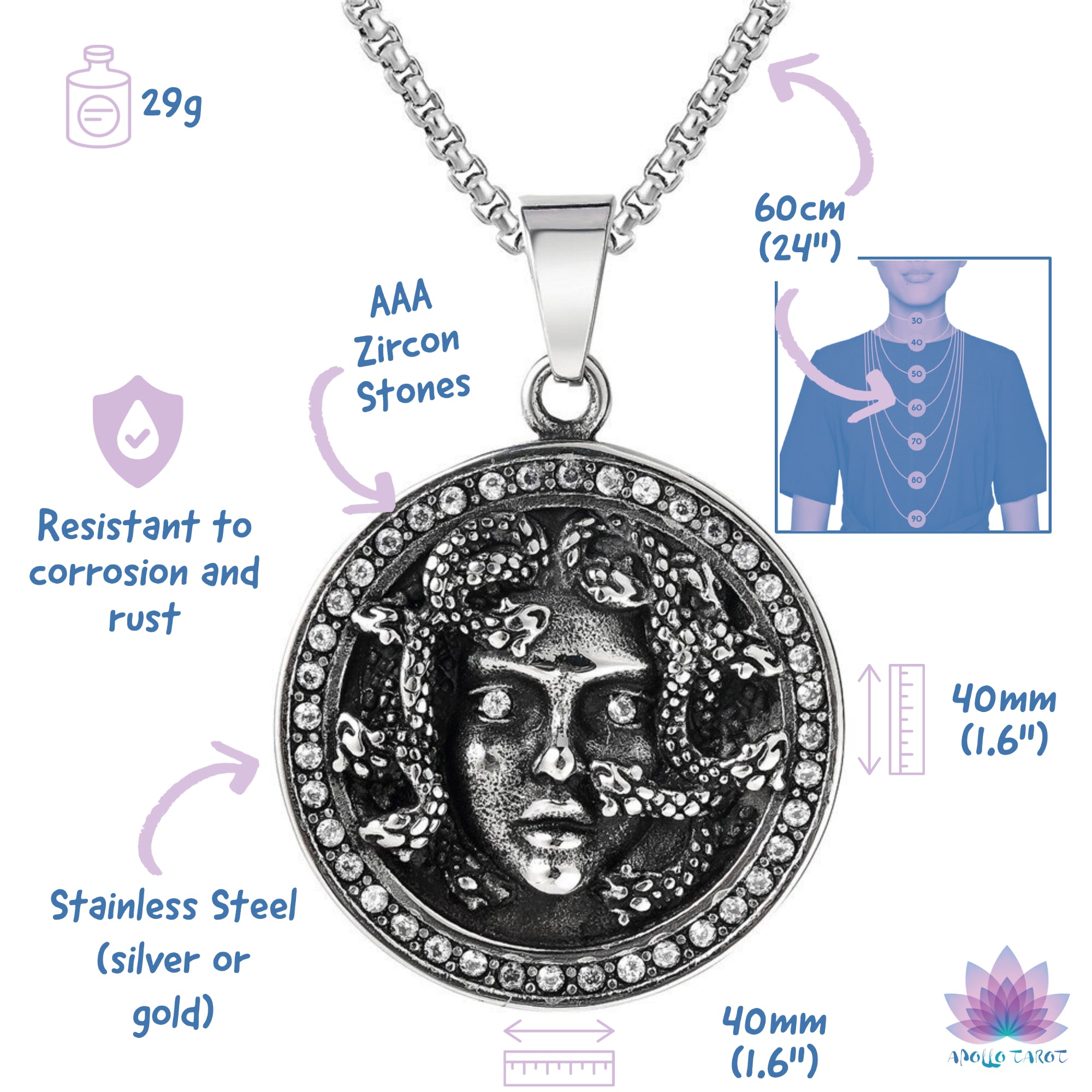 Medusa Necklace | Greek Mythology Gorgon Protection Pendant | Gorgonian Pagan Worship Amulet | Gorgo Witchy Jewelry