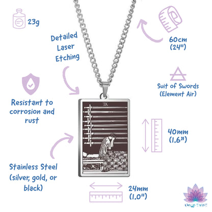 Tarot Card Necklace | Suit of Swords Pendants | Apollo Tarot Shop