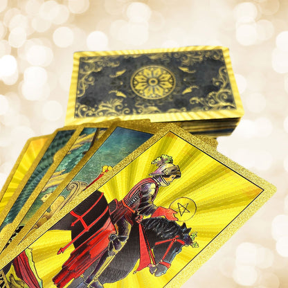 Gold Foil Tarot Cards Deck With English Guidebook In Premium Acrylic Gift Box | RWS-Inspired Plastic Card Oracle Divination Set | Apollo Tarot Shop